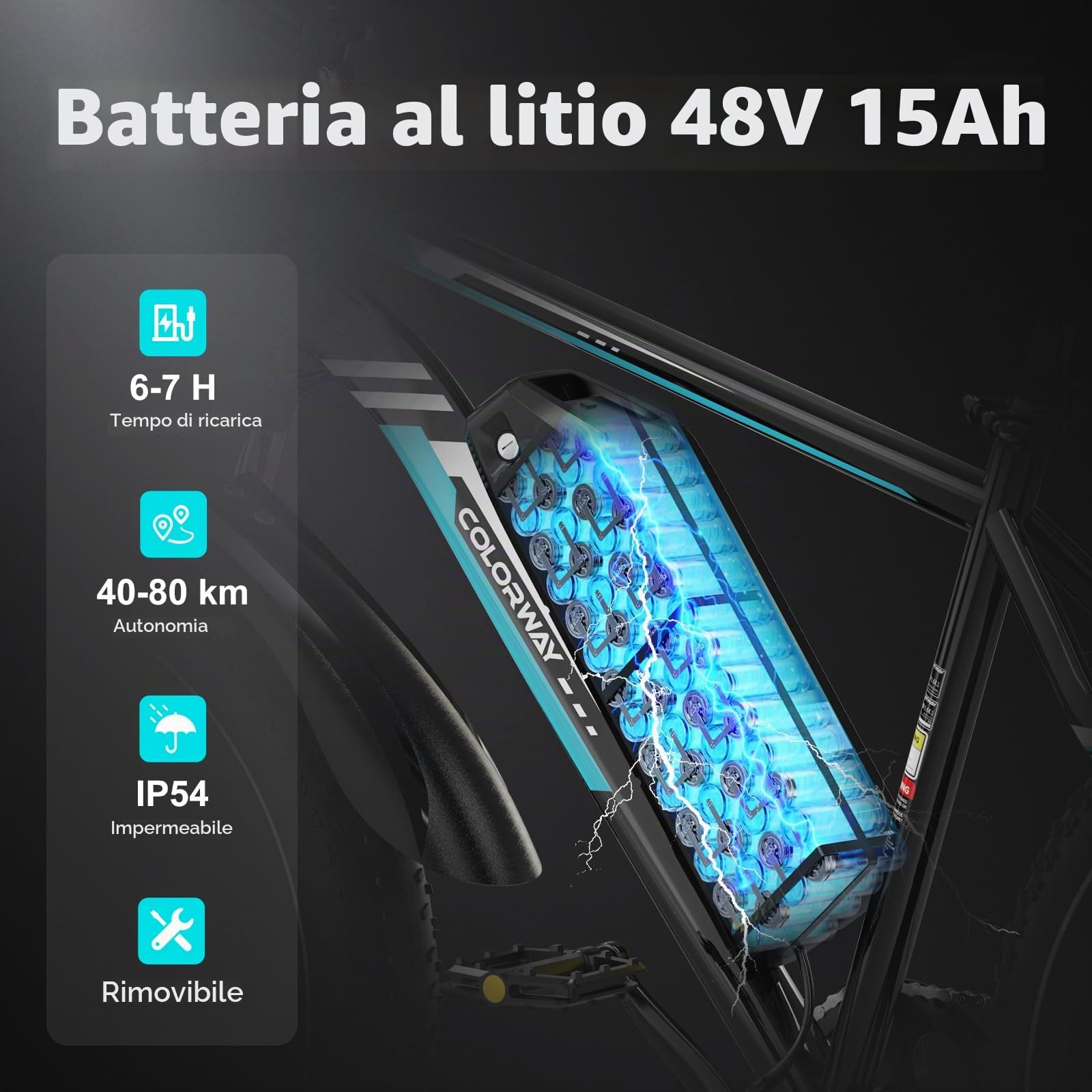 COLORWAY 26" Bicicletta elettrica per adulti, Mountain Bike, EBike con batteria rimovibile 36V 15Ah, display LCD, doppio freno a disco, sedili ammortizzanti, autonomia fino a 45-100 km.