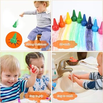 Baby Crayons for Toddlers,Washable Wax Crayons for Babies,Safe and Non-Toxic,Chunky and Chubby Crayons for Kids Party Bags,Personalised and Colour Set
