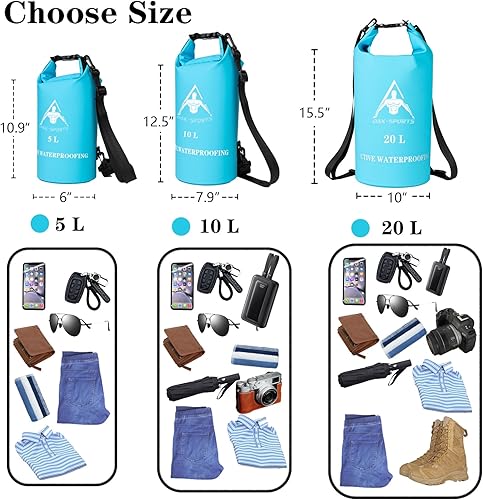 Miniatura 4 de Oak-Sports Dry Bag Mochila impermeable de 5L10L20L, bolsa de playa ligera con doble cierre de cremallera para natación, kayak, senderismo, canotaje,