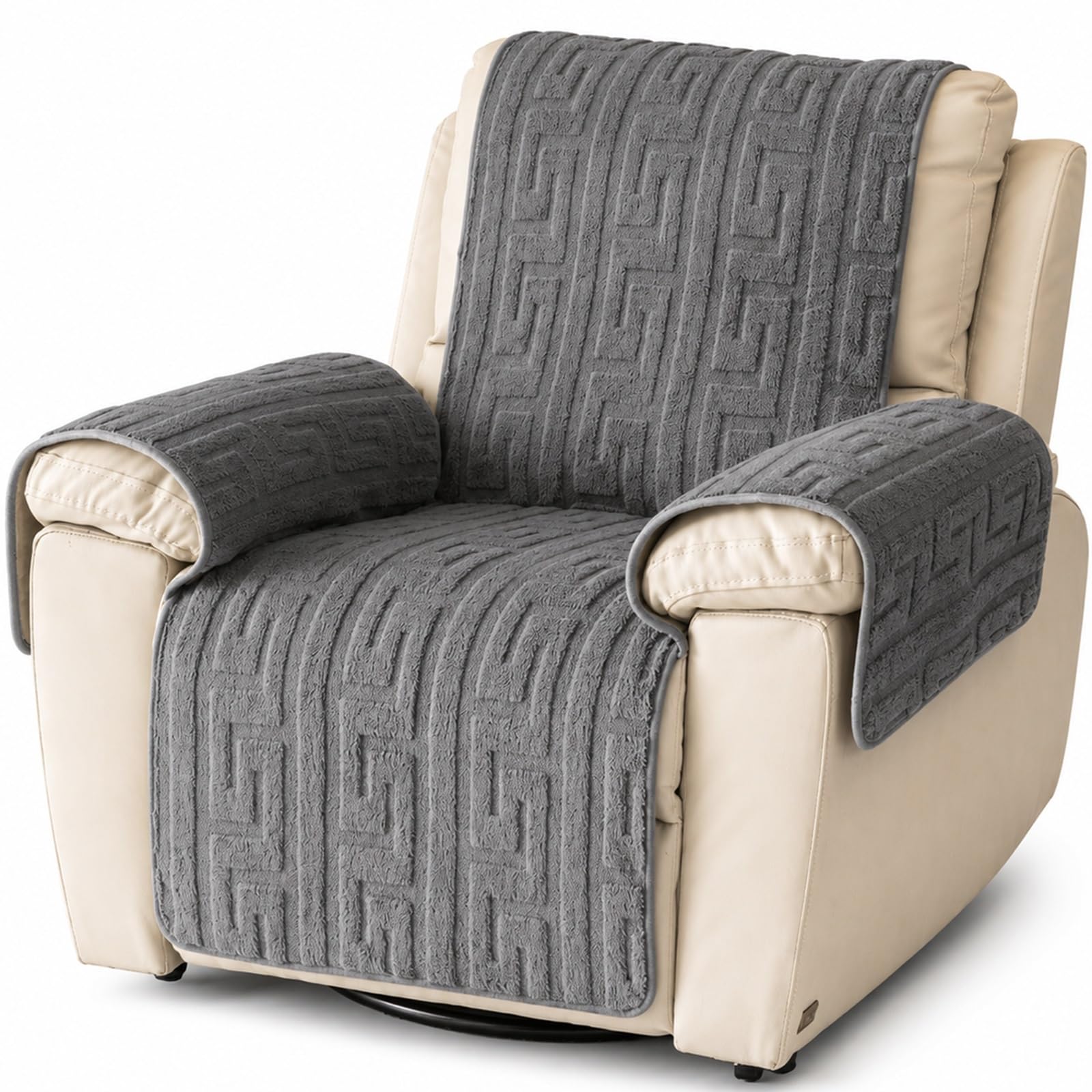 GZGLZDQ Recliner Chair Cover Non-slip, Armchair Cover Pet-safe Washable, Recliner Sofa Covers in Short Plush, Breathable Armchair Cover for Single Chairs Recliners Armchairs(A-gray)
