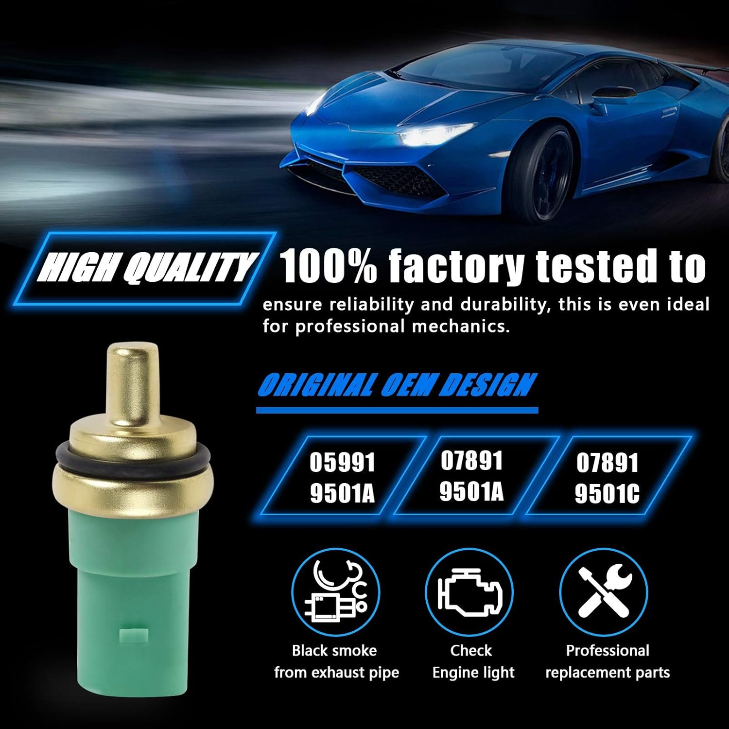 OTUAYAUTO 059919501A Engine Coolant Temperature Sensor - Replacement for Audi 2000-2009 A4 A4 Quattro, 2000-2004 A6 A6 Quattro, 2000-2006 TT TT Quattro, Volkswagen 1999-2010 Beetle, 1999-2005 Passat : Automotive