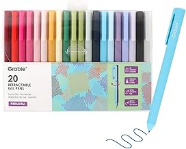 Grabie Retractable Colorful Gel Pens, Perfect for Vibrant Colored Writing and Sketching, Quick Dry Colored Gel Pens, 0.7 mm, Smooth Writing for Journaling and Note Taking, Pack of 20