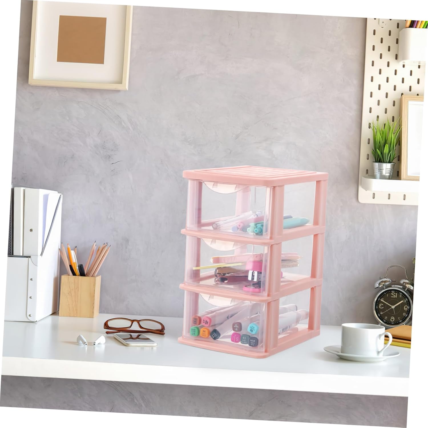 Zerodeko 1pc Multifunctional Transparent Drawer Storage Organizer for Desk Cosmetic and Stationery Container for Use