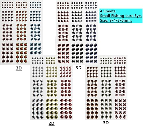 Vista 4 de Drchoer Fish Eyes for Lures Making - Fishing Lure Eye 3mm 4mm 5mm 6mm 7mm 10mm Assortment for Fly Tying DIY Materials Tool