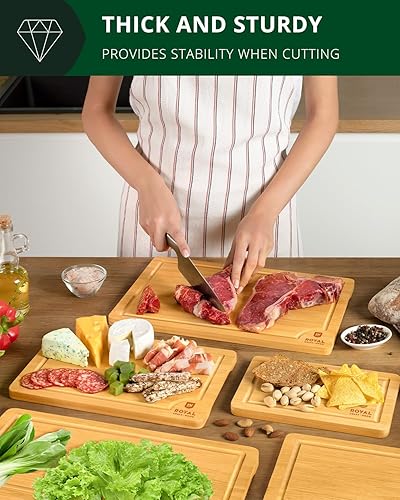 Miniatura 48 de Tabla de cortar de bambú orgánico con ranura de jugos - tabla de cocina para carne (bloque de carnicero) queso y verduras Bambú carbonizado (marrón)