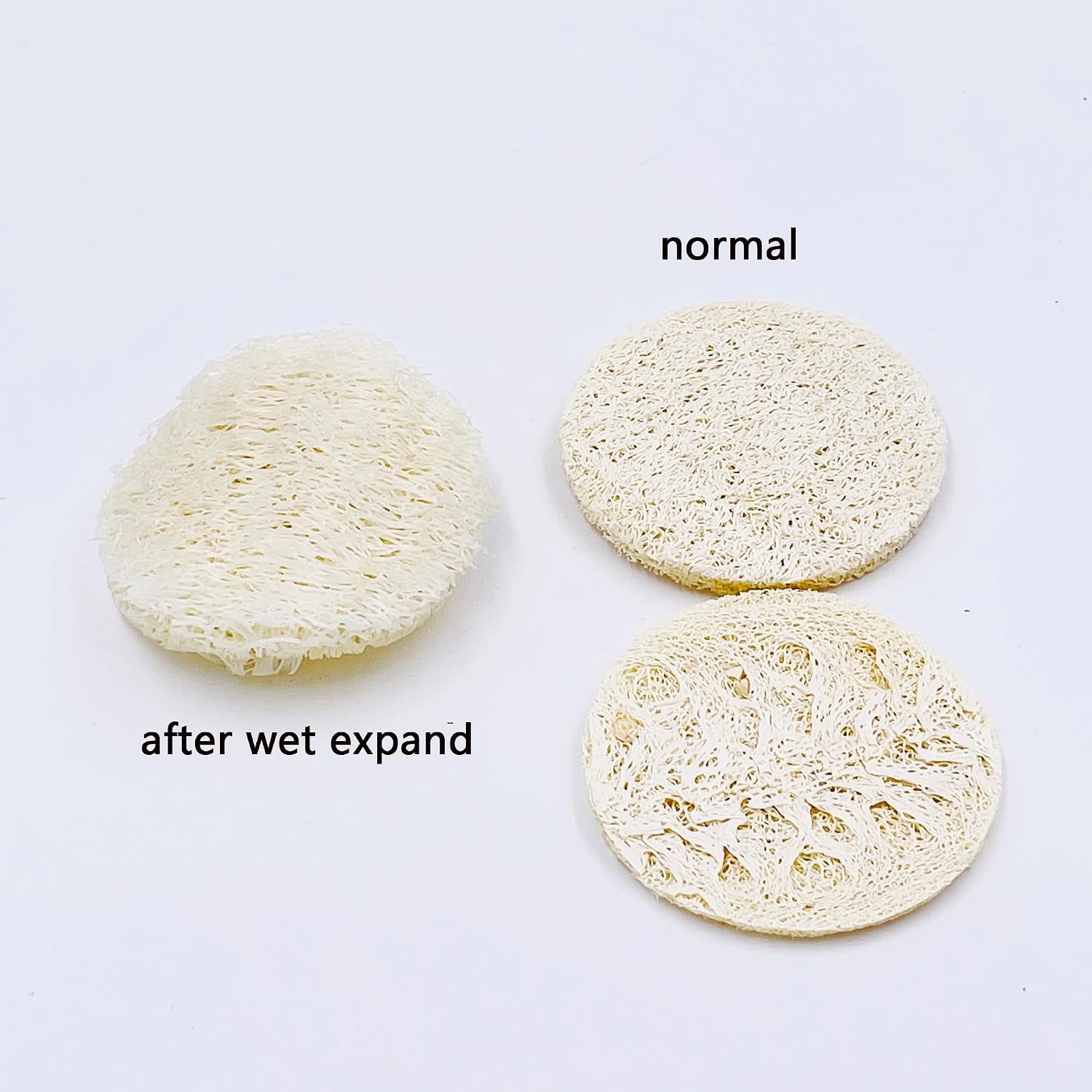 Facial Loofah Pads, 2.36 inches Round Complexion Natural Loofah Facial Discs Exfoliating Facial Loofah Skin Scrub Pack of 20