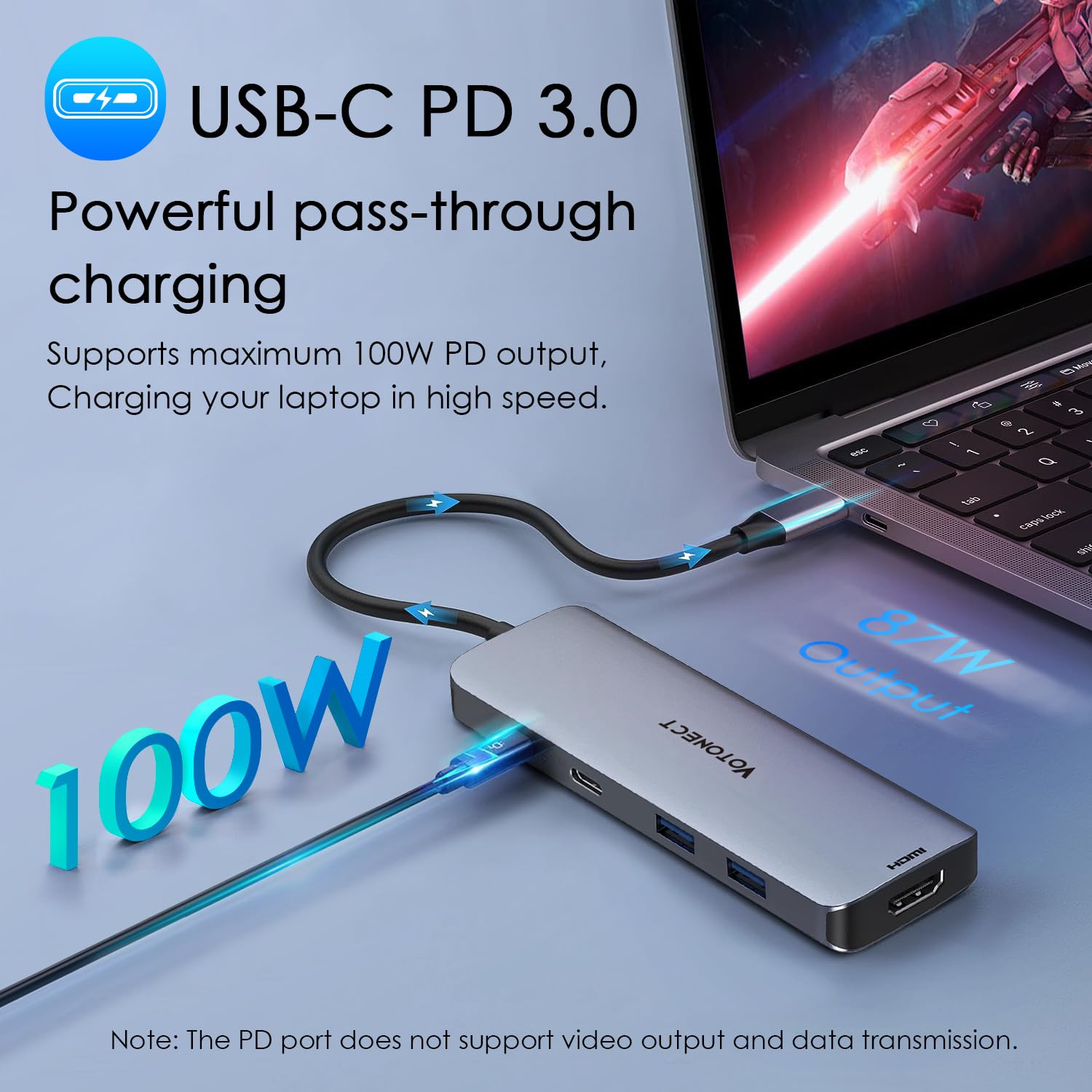 Hub USB C 10 w 1 z adapterem HDMI 4K, czytnikiem kart SD/TF, ładowaniem PD 100 W, 2 portami USB 3.0 i 3 portami USB 2.0 do MacBooka Pro/Air, Dell XPS, Lenovo ThinkPad itp.