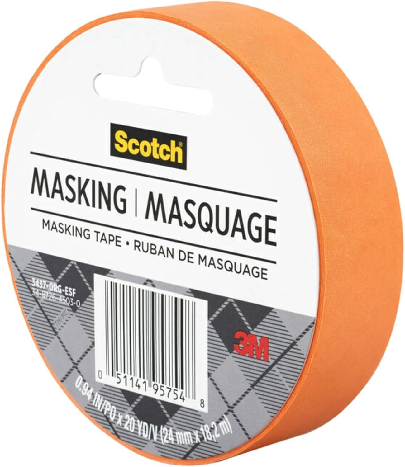 Scotch Expressions Masking Tape, .94 in x 20 yd, 6 Rolls/Pack, Tangerine (3437-ORG-ESF)