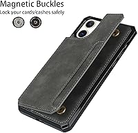 Vista 211 de Cavor for iPhone 11 Wallet Case with Card Slots Holder,Premium PU Leather Kickstand Feature Case [Wrist Strap] Double Magnetic Clasp Shockproof Flip