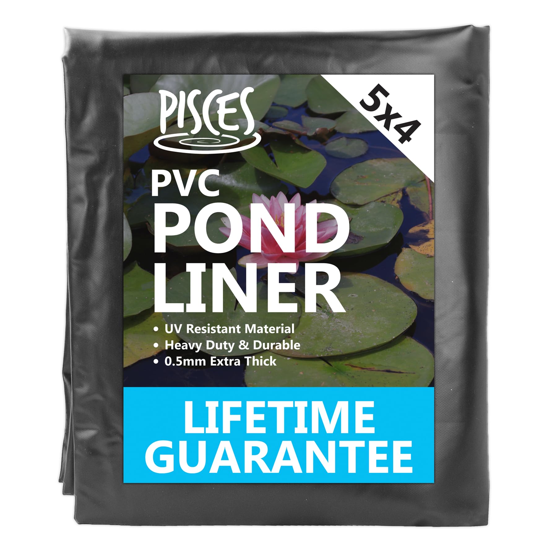 Pisces Supa Flex PVC Garden Pond Liner 5m Width x 4m Length - Heavy Duty Durable Water Feature Lining