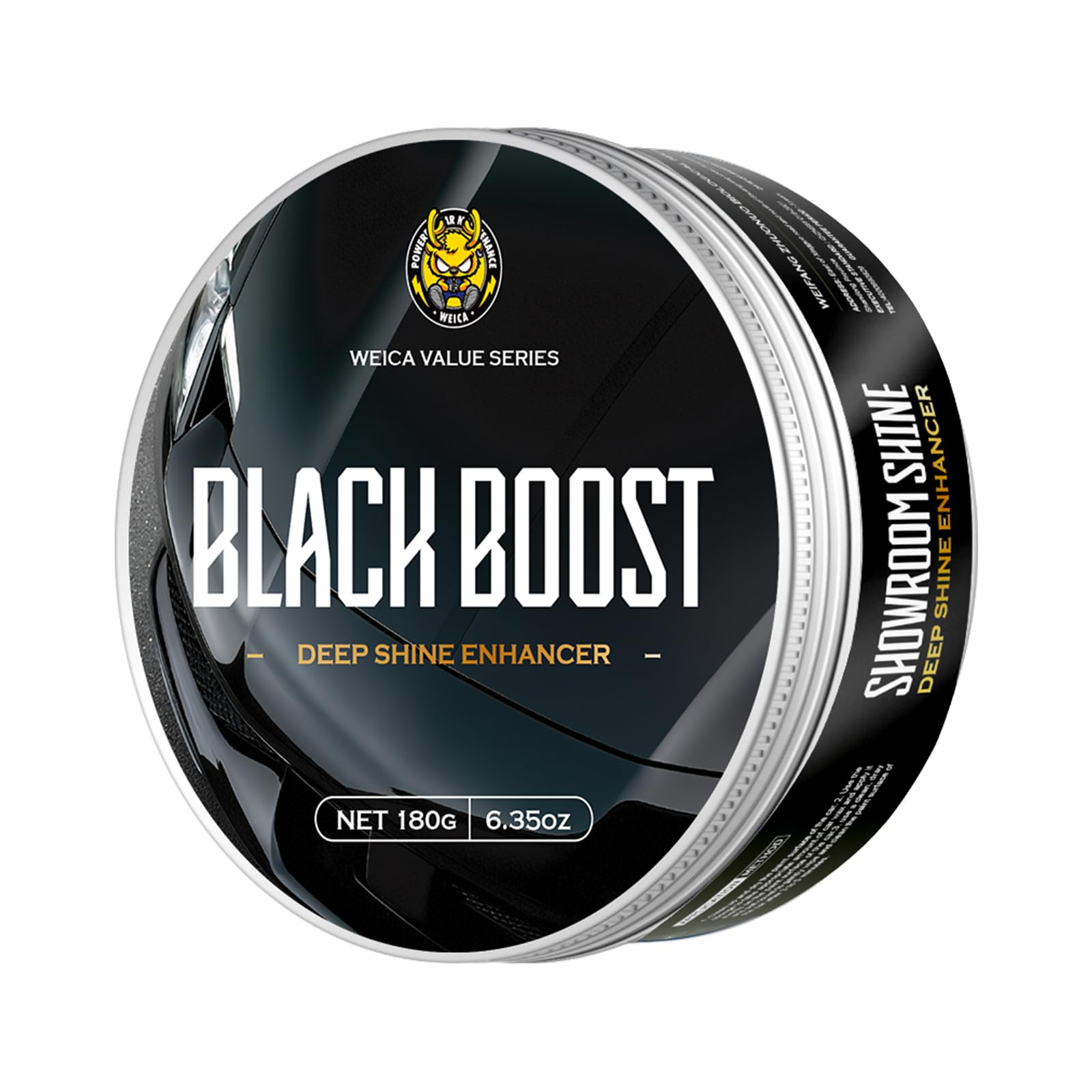 Black Car Wax Paste with Carnauba - Cera para Autos, Swirl Mark Minimizer & Gloss Enhancer for Dark Vehicles, Safe on Clear Coat, 180g Kit w/Applicator Sponge & Microfiber Towel