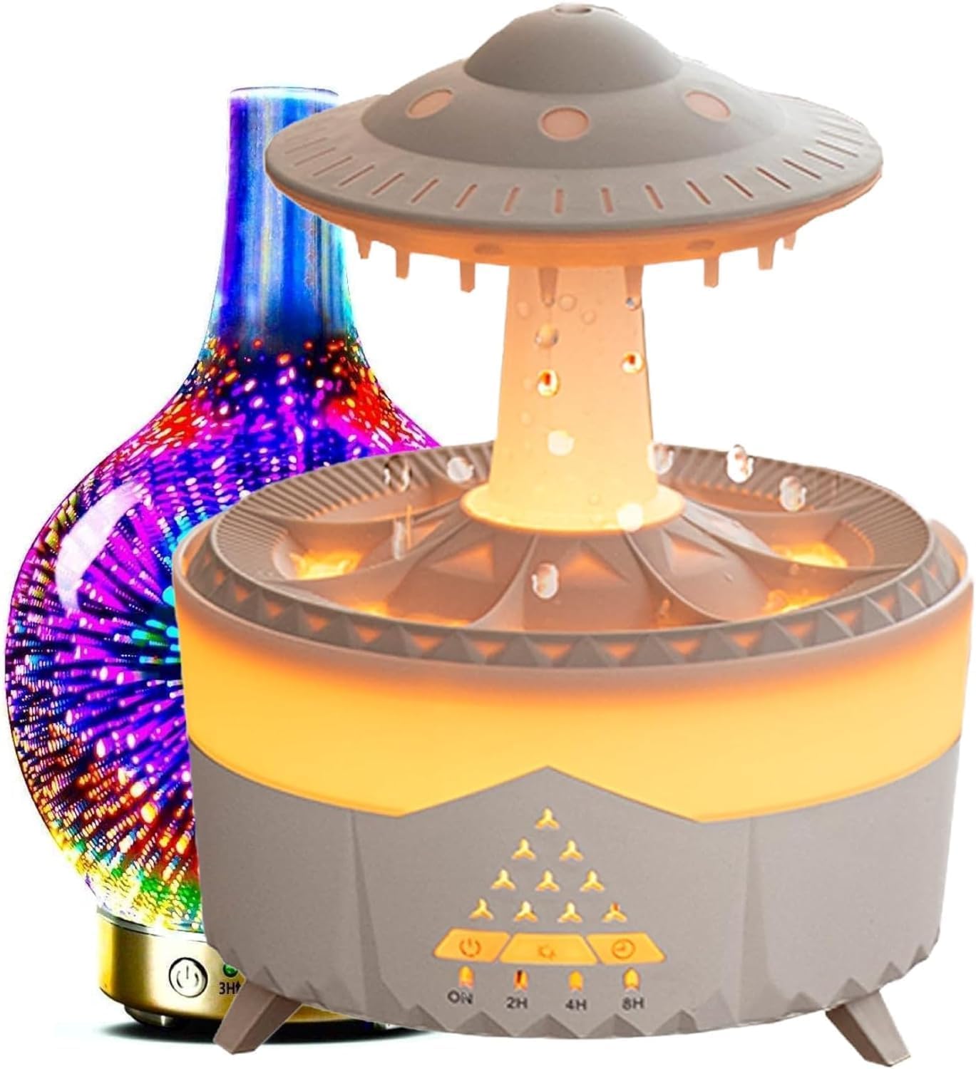 LUCHILA 3D Effect Essential Oil Diffuser,3D Firework Glass Aromatherapy Ultrasonic Cool Mist Aroma Humidifier,Whisper Quiet Humidifier, Waterless Auto Shut-Off and 7-Color Changed LED for Home Office