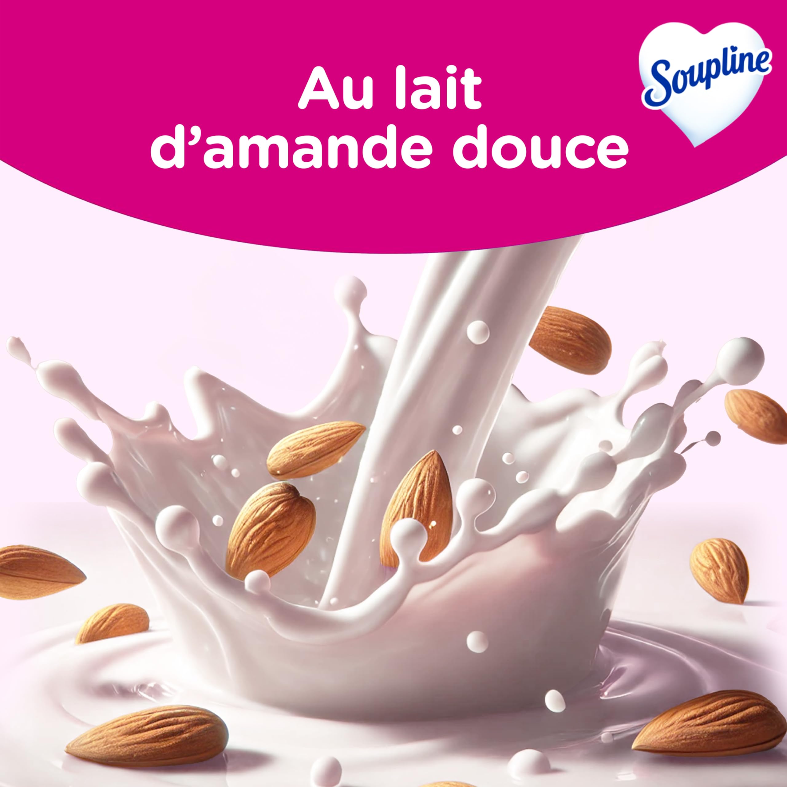 SOUPLINE Adoucissant Linge Hypoallergénique Concentré Senteur Amande Douce, Assouplissant Linge Formule Améliorée pour Plus de Douceur*, Assouplissant Textile Liquide, Soupline Lot de 3x1,35L