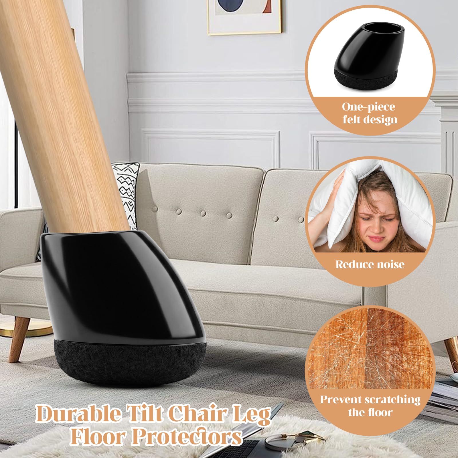 16Pcs Chair Leg Floor Protectors – Silicone Covers With Thickened Felt Pads For Hardwood & Tile, Anti-Scratch & Noise Reduction (Brown, X-Size Fits 0.63-0.83")