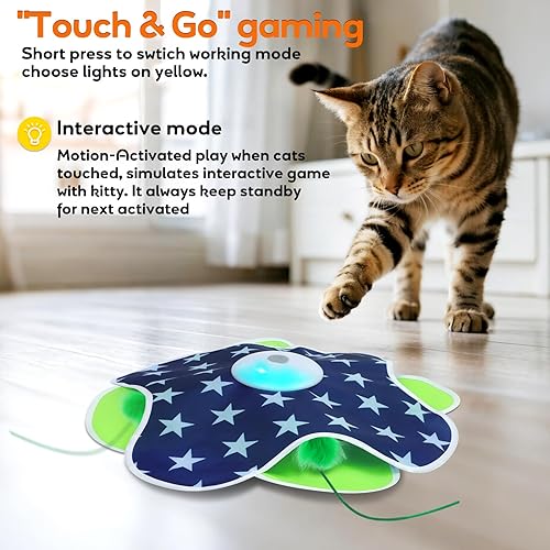 Miniatura 2 de Juguetes interactivos para gatos, pluma móvil automática oculta en la alfombra, juguetes para gatos activados por movimiento con mouse chirriante,