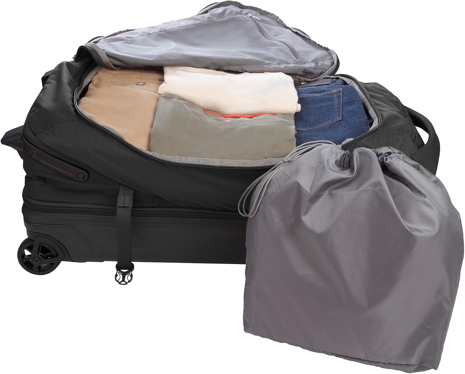 Eddie Bauer Expedition Rolling Duffel Bag with Wheels | Travel | Check-In | Luggage | Rugged | Durable - Black, 30"