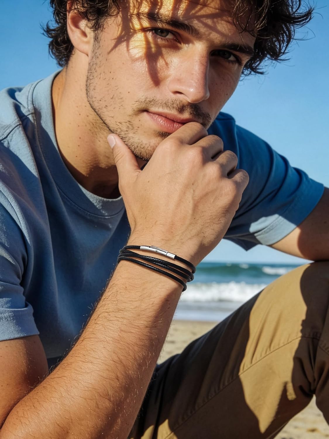 Bestyle Leather Necklace Cord for Men Women,Waterproof Braided Leather Rope Chain for Pendant, 2/3MM Black/Brown Necklace String with Stainless Steel Clasp,16-30" - Image 3