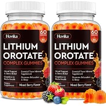 Lithium Orotate 5mg 10mg Gummies Lithium Supplements with Vitamin B, Magnesium & Selenium for Mood Support, Stress Relief, Brain Health, Non-GMO, Vegan, Gluten Free - Mixed Berry Flavor, 120 Gummies