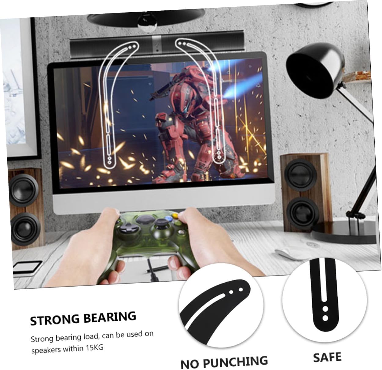 2pcs Replacement Soundbar Tv Mount Soundbar Bracket for Above Under Tv Strong Load Eco-Friendly Material