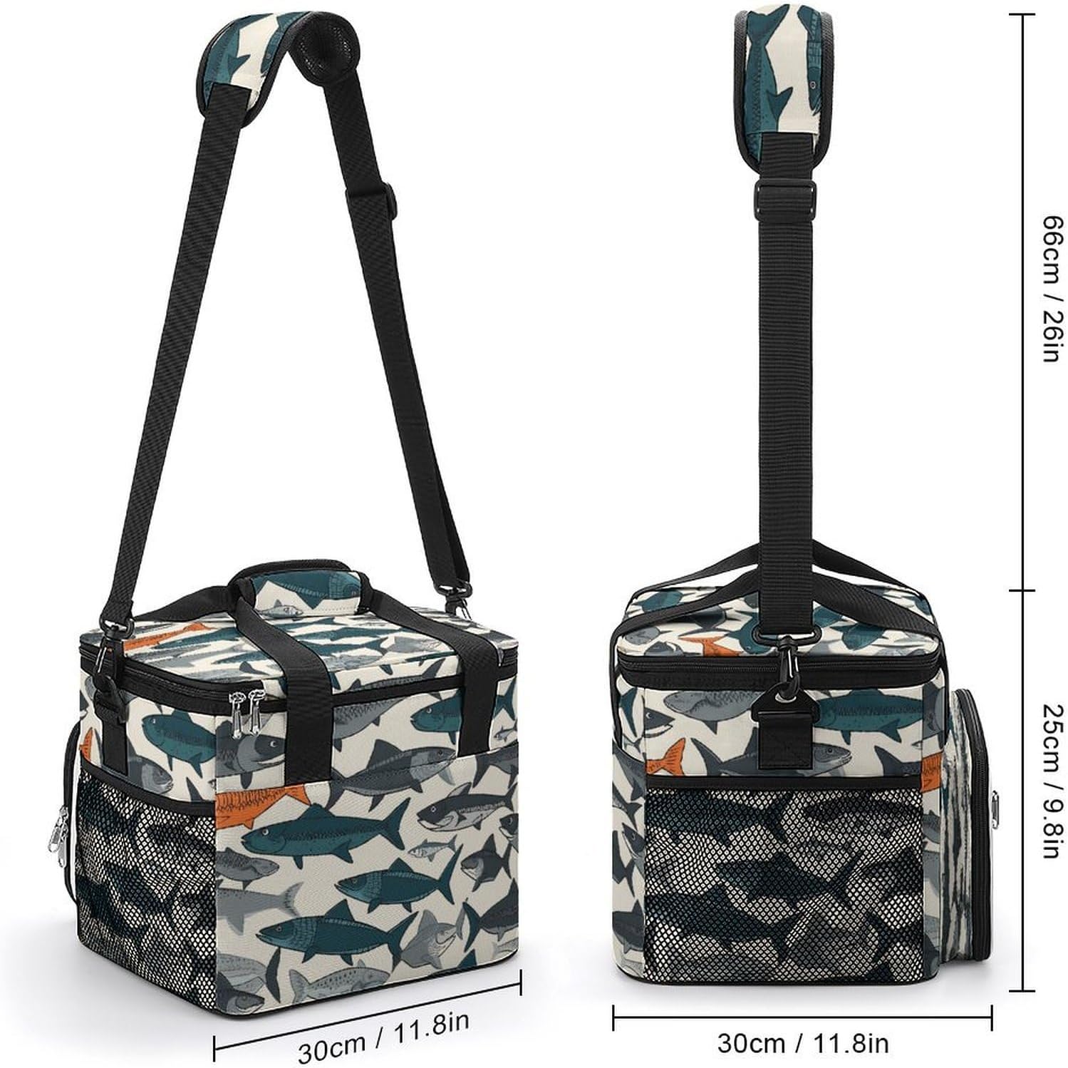 Fish Cooler Bag Portable Insulated Lunch Bags Leakproof Ice Chest Large Capacity Soft Cooler Tote for Picnic Camping Work Travel Keep Food Drinks Fresh 22.5L