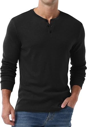 قمصان Sailwind Henley للرجال بأكمام طويلة وقمصان كلاسيكية كاجوال بأزرار وقميص Henley Pullover