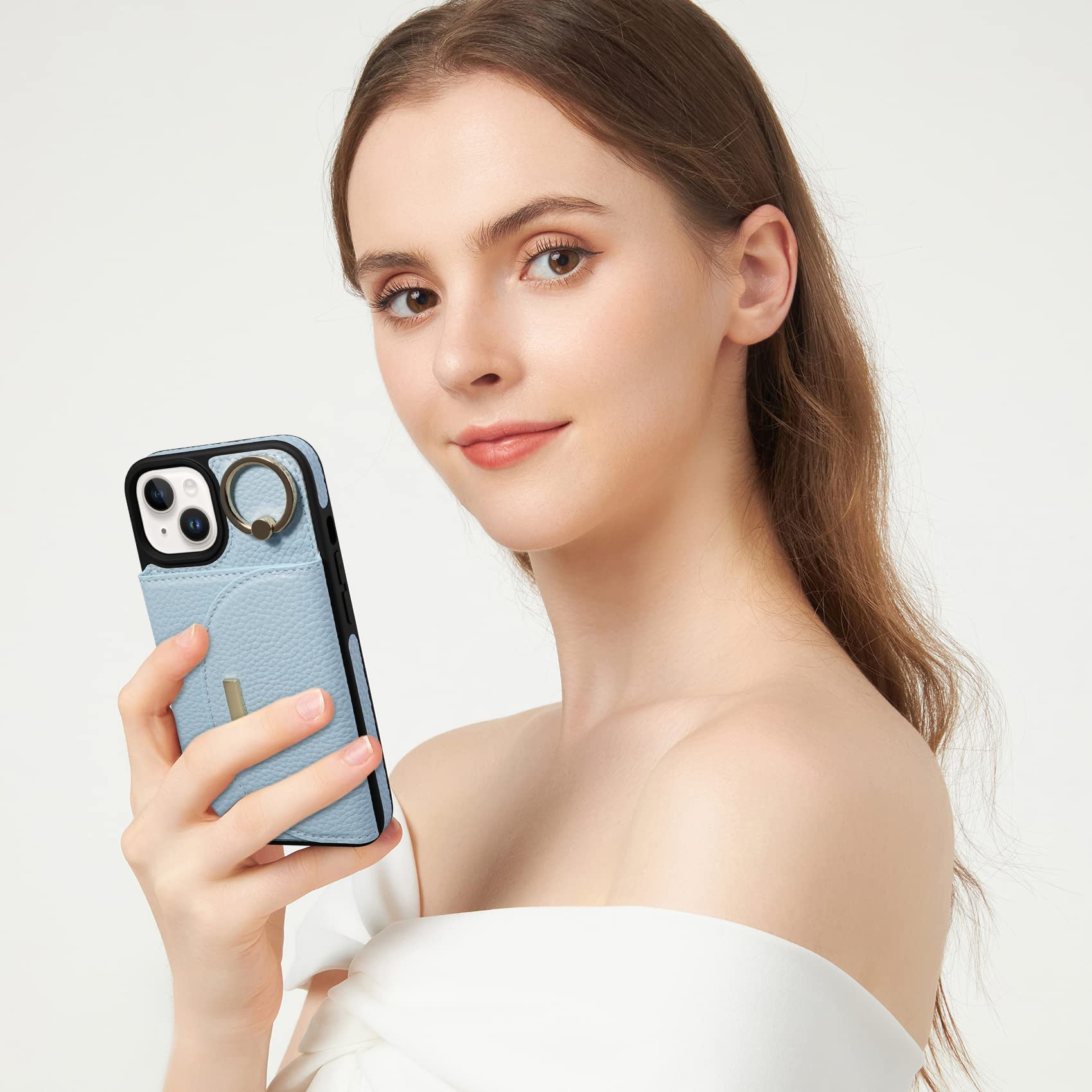 Keallce IPhone 16 Hülle Mit Geldbörsen-Funktion – Crossbody Umhängeband, RFID-Schutz, Ständer – Leder-Optik