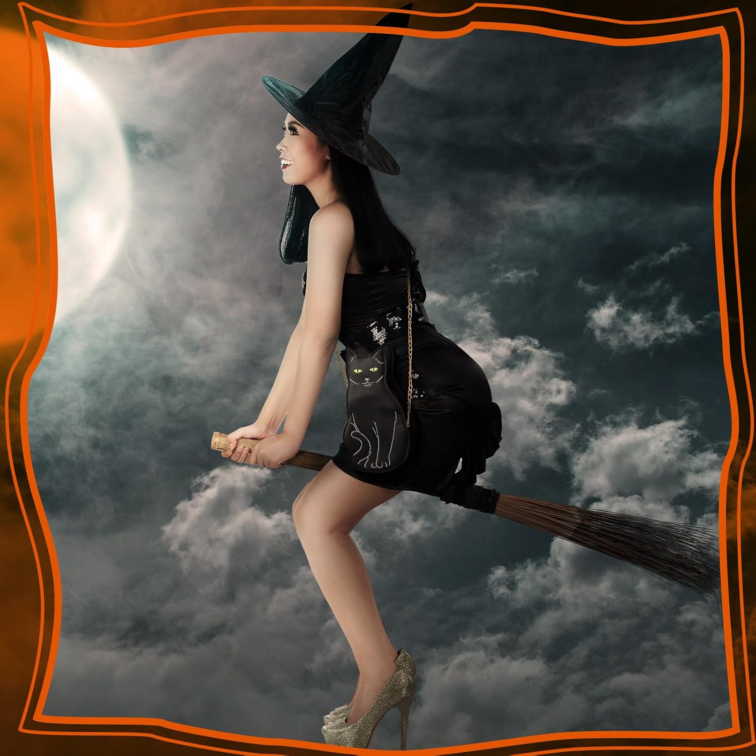 2 Pcs Halloween Purse Bat Spider Web Crossbody Handbag Black Cat Purse Crossbody Bags for Women