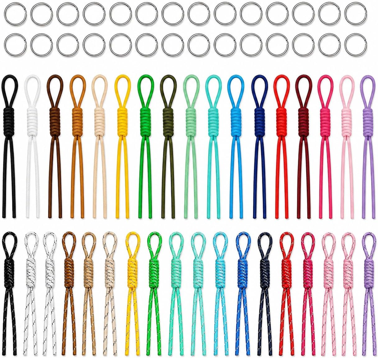 48PCS Paracord Keychain Set,Rope for DIY Accessories, Bags, Keys, Phone Straps,Gift Giving