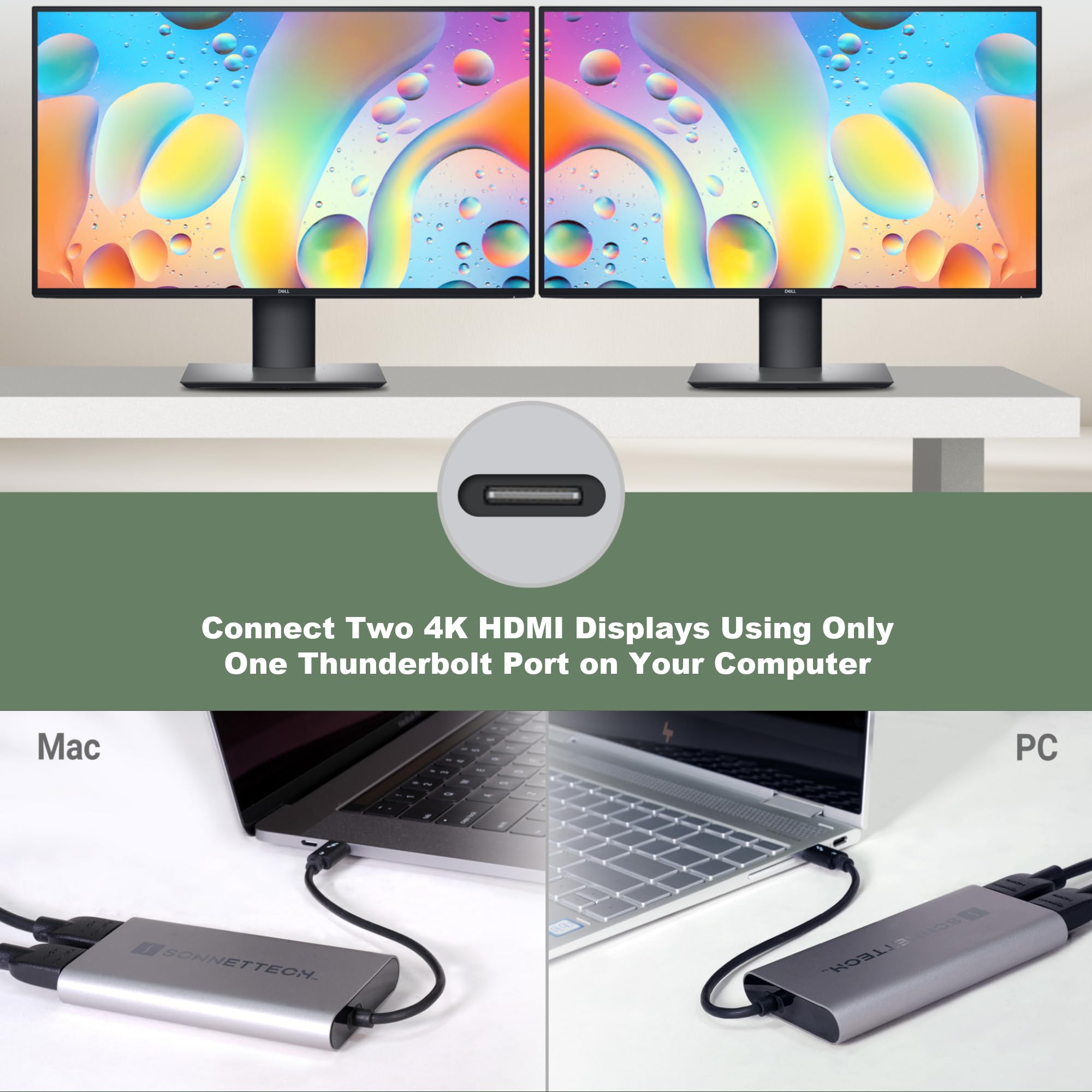 Sonnettech Adaptador Thunderbolt Dual HDMI 2.1