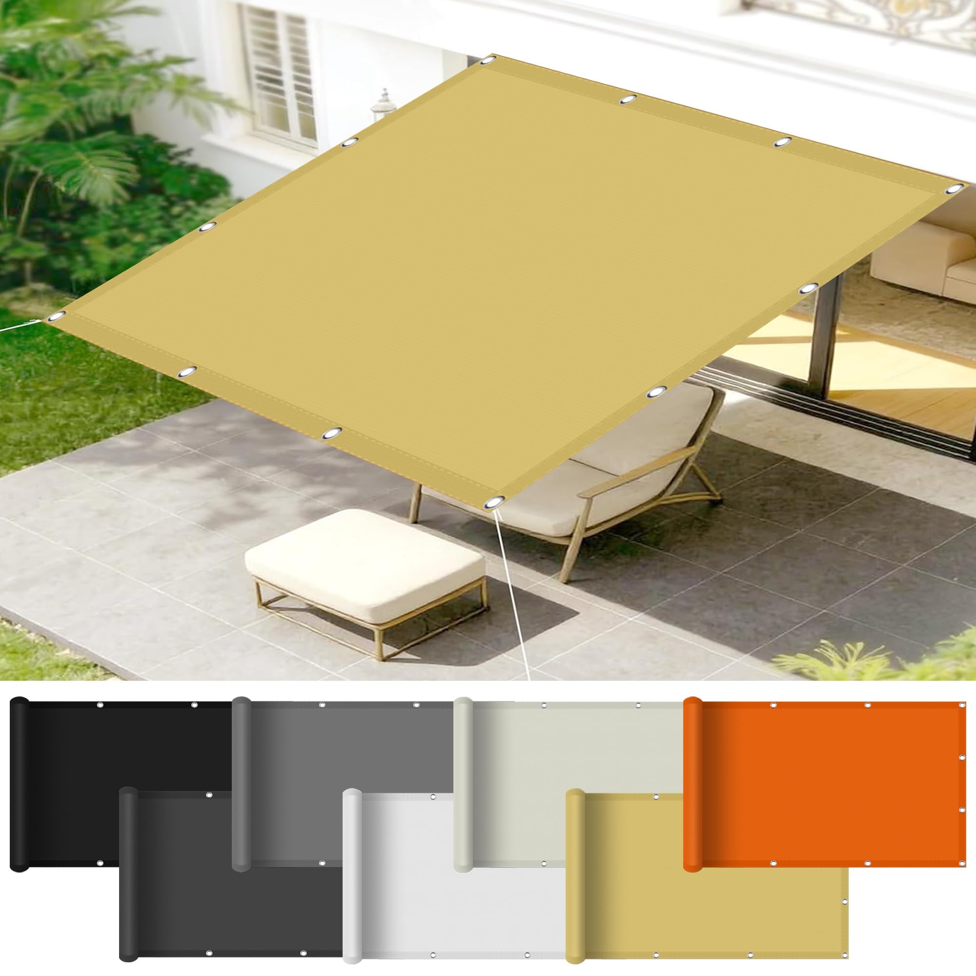 Lona de sombra de material resistente y transpirante con acabado de alta calidad amarillo arena