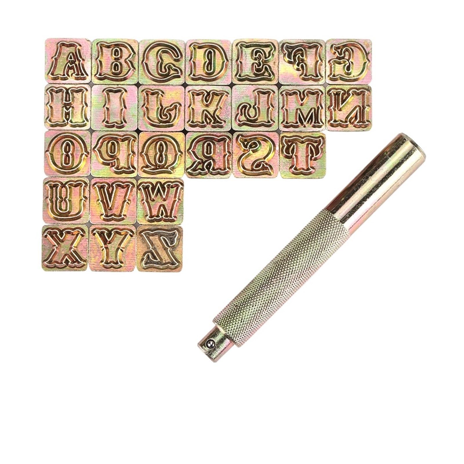 Leather Letter Stamp Set Craftsman Letter and Number Stamps Punch Set Leather Craft Punching Tools for Belt Tool Seal(27 PCS)