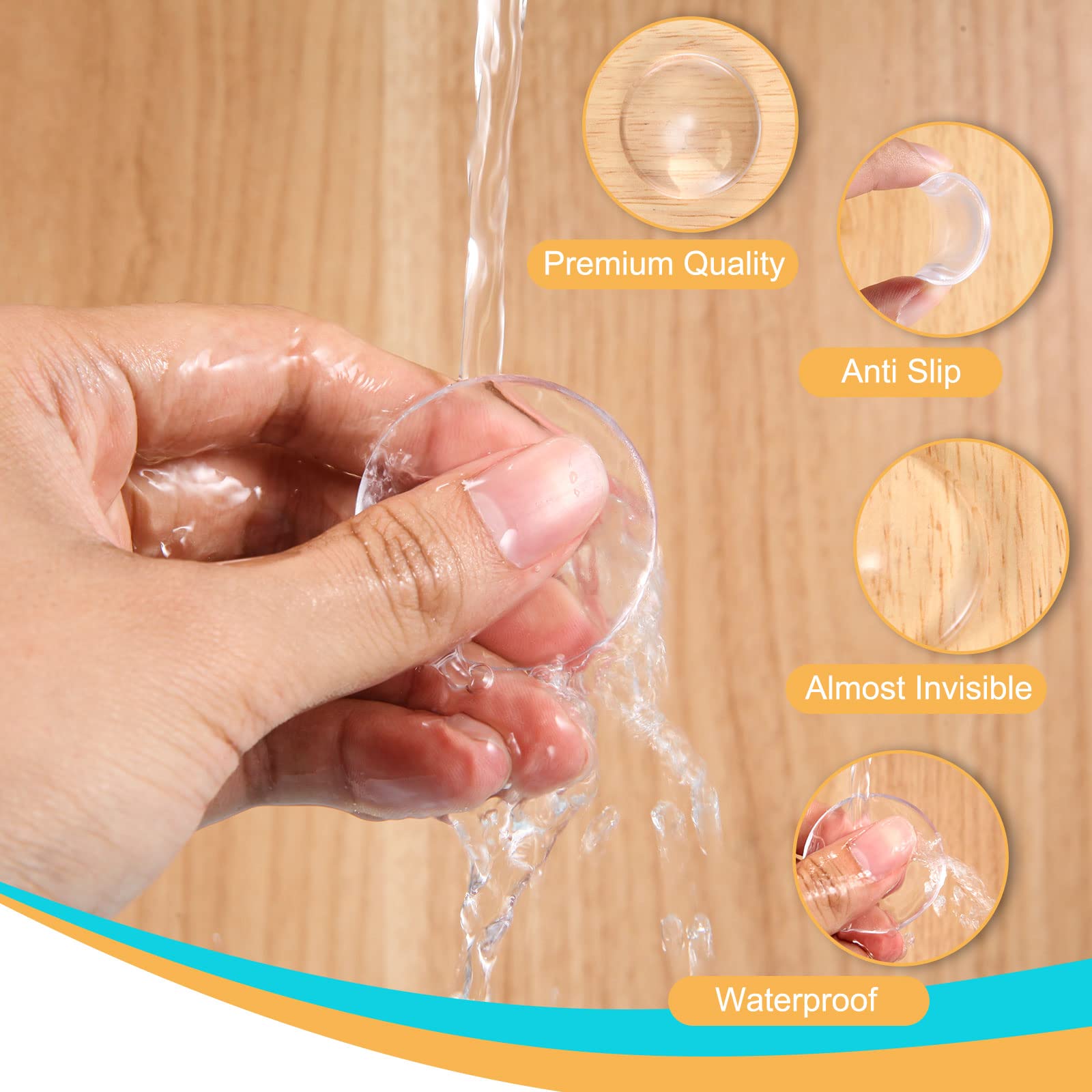 6 Fermaporta In Gomma Trasparente Ihaspoko Ø 40mm - Paraurti Autoadesivi Per Porte, Armadi E Cassetti - Foto 6