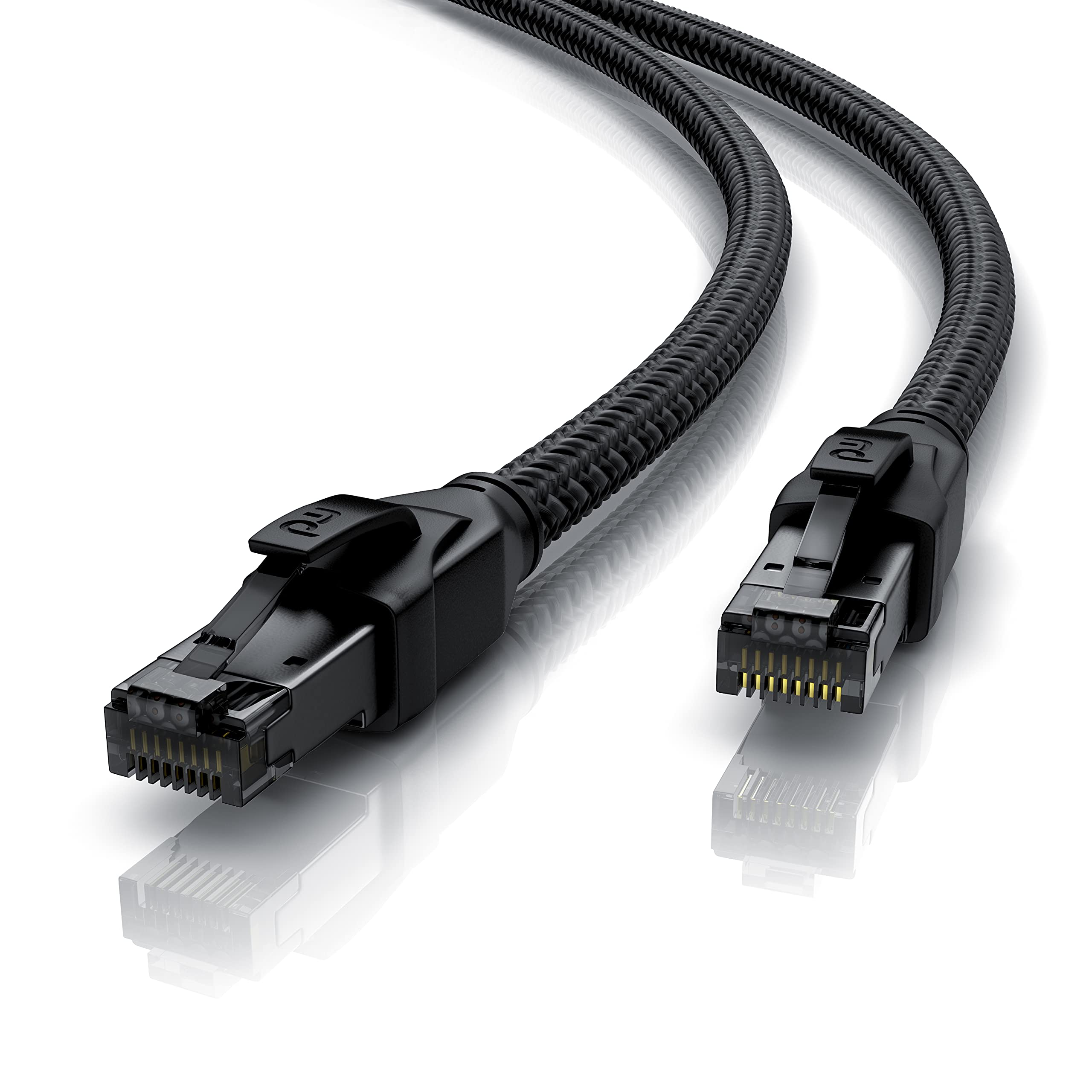 CSL - CAT 8.1 Network Cable 40 Gbits - 15 m - Cotton Jacket - Black Series - LAN Cable Patch Cable RJ45 - CAT 8 Gigabit Ethernet Cable - 4000 Mbits - S/FTP PIMF Shielding - Compatible with Cat 6 Cat 7