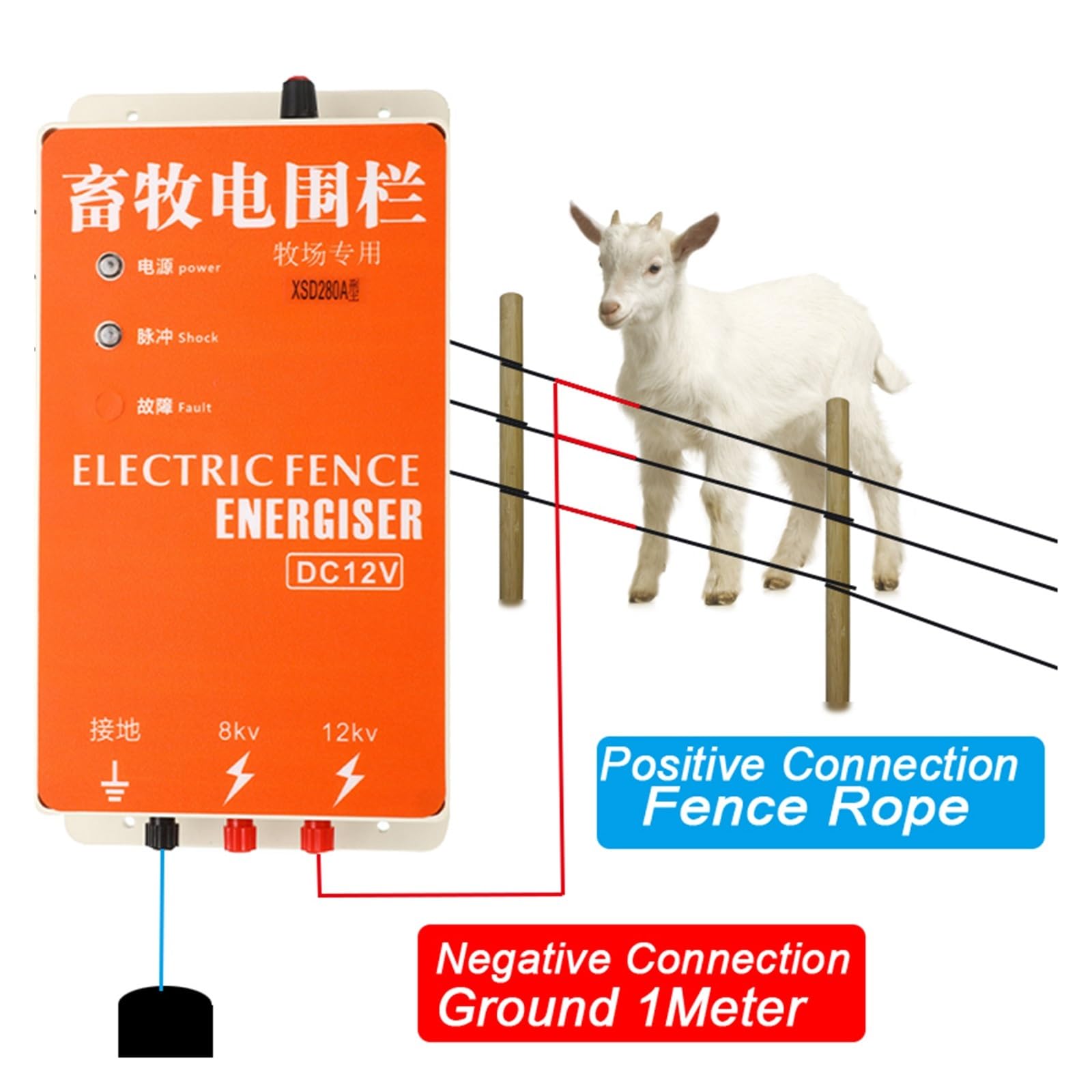 Energizador eléctrico para vallas, Cerca eléctrica for pastores, animales, cargador energizador, controlador de pulso de alto voltaje, cerca eléctrica for granjas avícolas, aisladores, herramientas pa