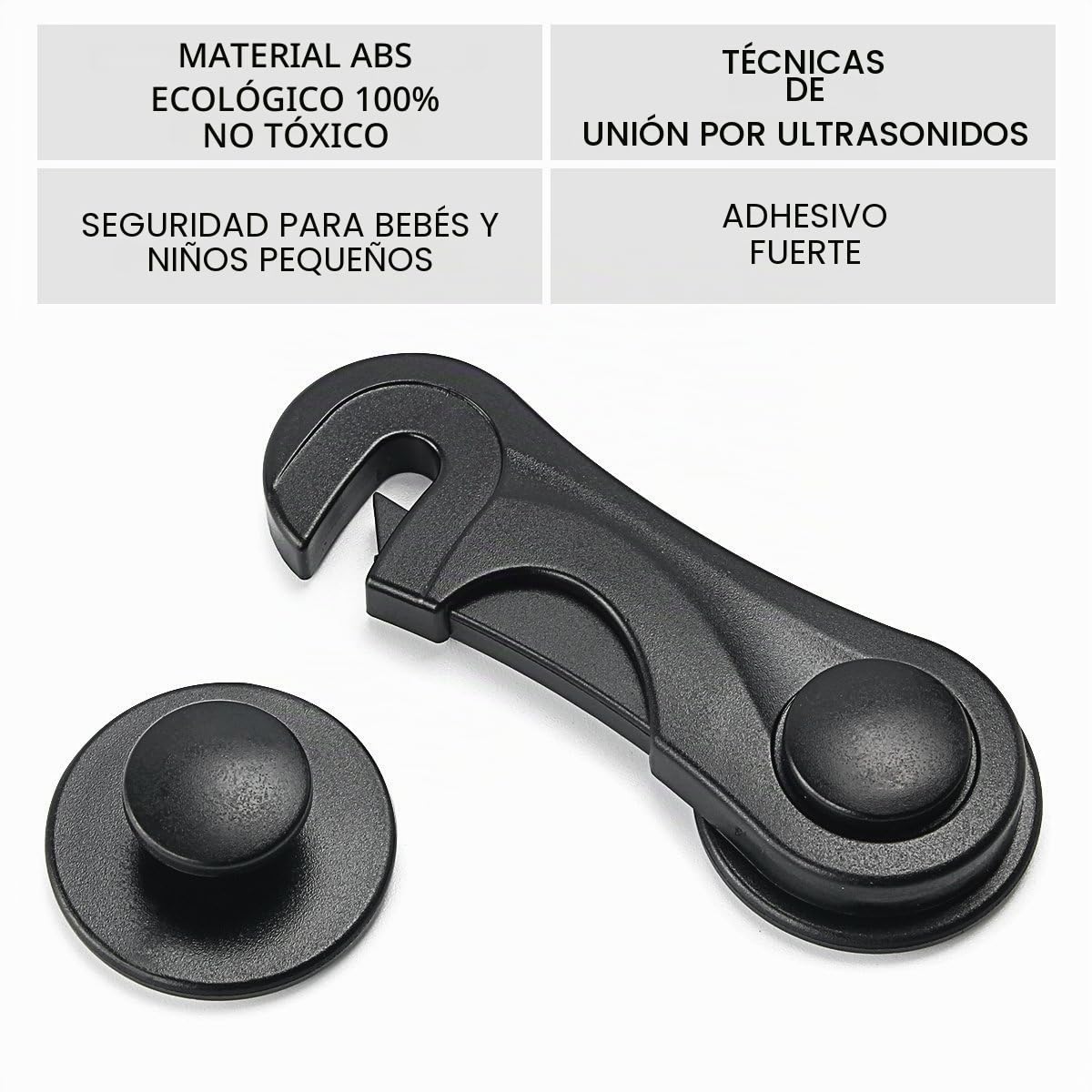 Juego de 10 cierres para puerta de bebé, para armarios, cajones, para niños, para cajones, versión actualizada para muebles, cocina, adhesivo fuerte, sin taladrar (negro)