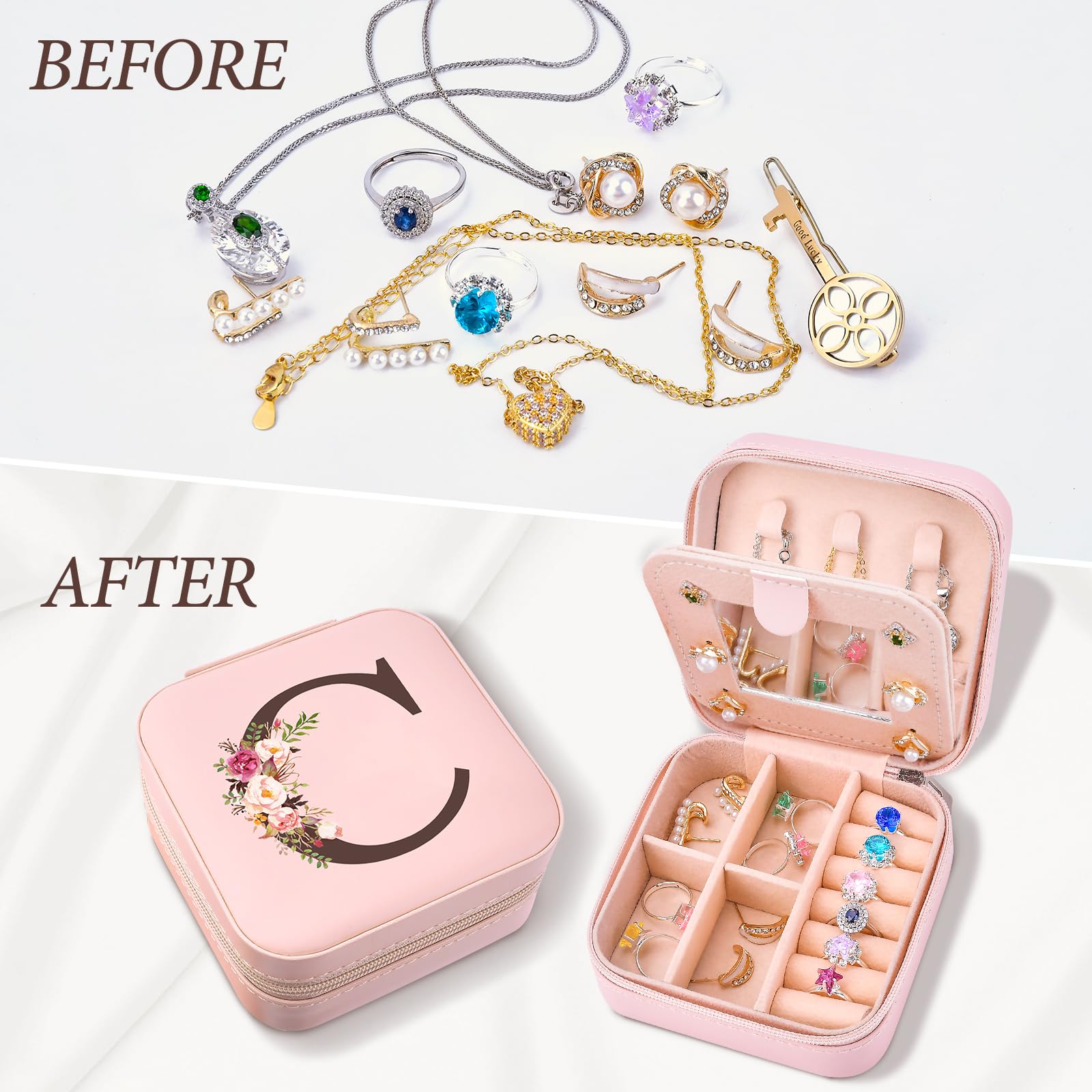 Preppy Travel Easter Basket Stuffers for Teen Girls, Travel Jewelry Box Personalized Birthday Gifts for Women, Fashion Travel Essentials Trendy Stuff