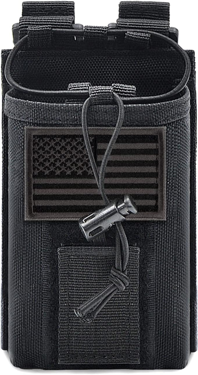Molle Radio Pouch Holster Tactical Holder Duty Belt Accessories Military Heavy Bag for Two Ways Walkie Talkies Adjustable Storage with 1 Pack Patch