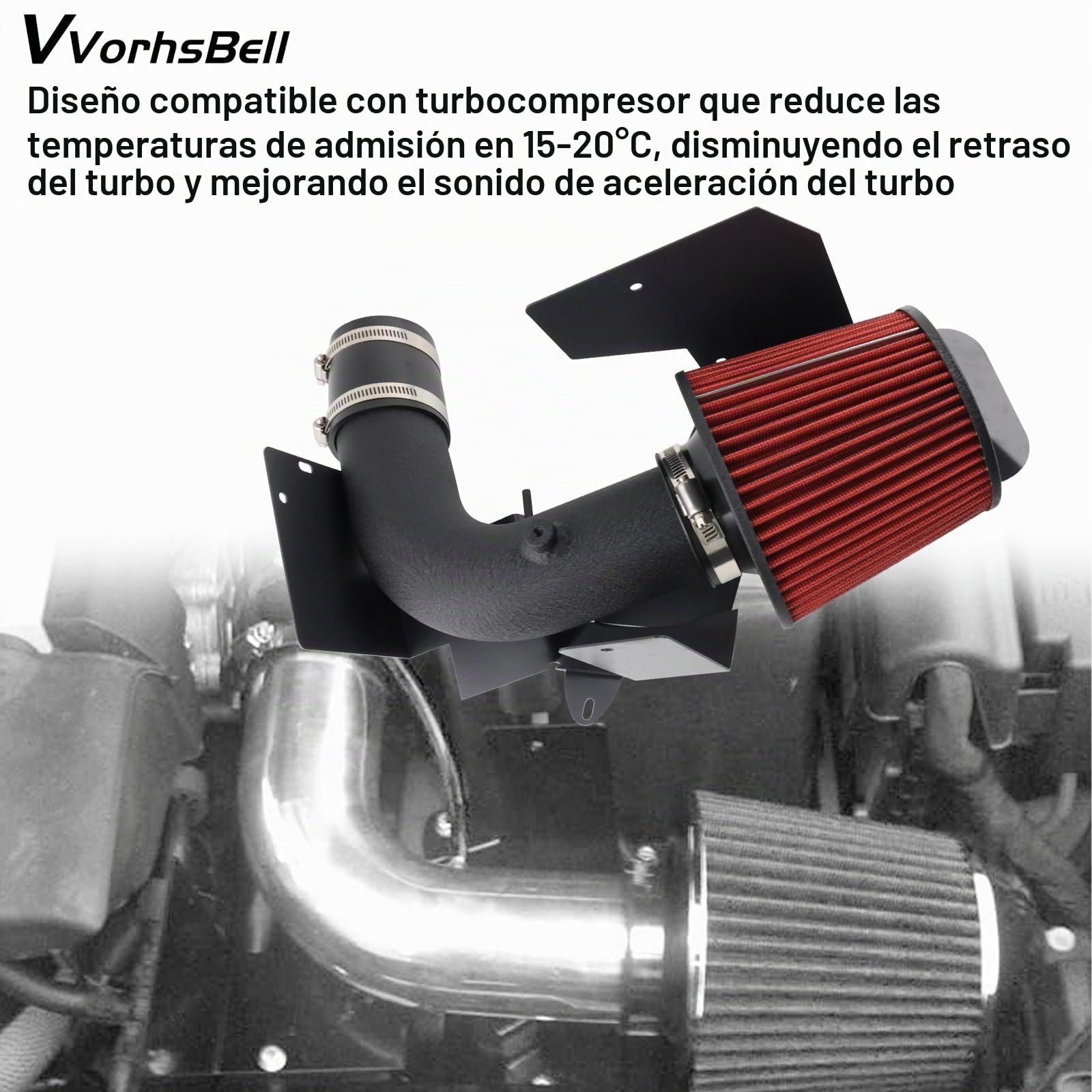 Kit de admisión de aire frío compatible con VW Golf MK5 1.9 TDI y 2.0L TSI (04-14) Jetta Passat (05-14), sistema de admisión de aluminio de alto rendimiento con escudo térmico y filtro