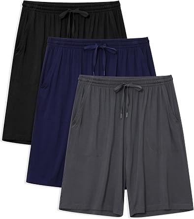 COLORFULLEAF Mens Pajama Bottoms Shorts Summer Soft Bamboo Rayon Cooling Sleep Shorts for Men with Pockets