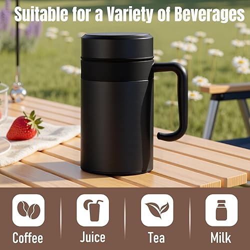 Miniatura 6 de Botella de agua aislada de 17 onzas, taza de café de viaje de acero inoxidable, tazas de viaje aisladas para calientes y fríos, vaso de café aislado