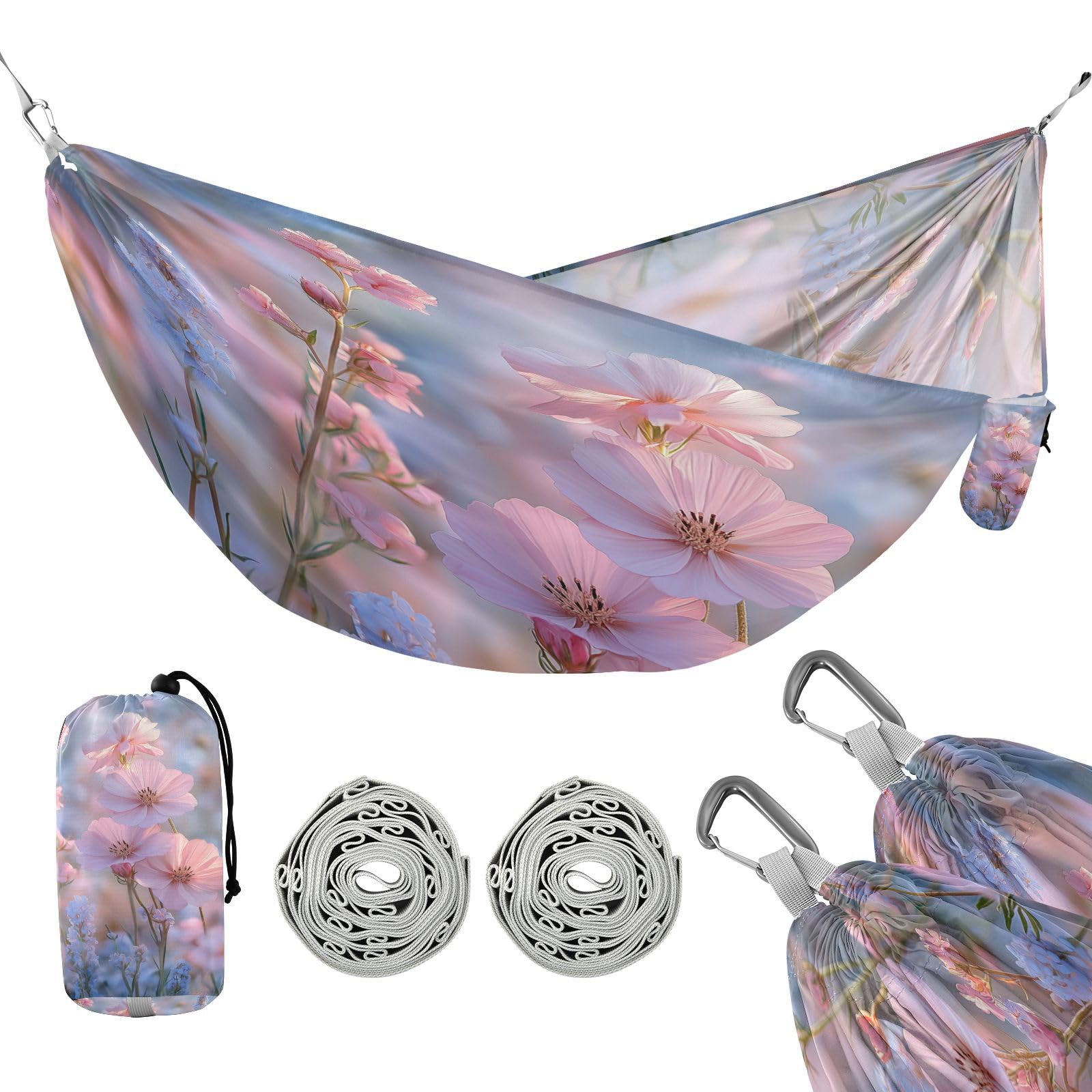 ATTX Floral Landscapes Camping Hammock - Lightweight & Portable Hammocks, Heavy Duty 330lbs Capacity for Indoor, Hiking, Backpacking, Travel, Backyard, Beach#18