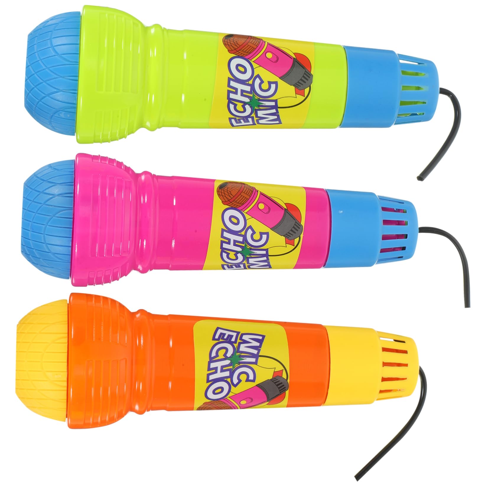 BESPORTBLE 3pcs Echo Microphone Toy for Kids Colorful Plastic Karaoke Microphone Battery-free Educational Play Props for Pretend Singing and Role Play Random Color