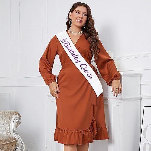 Miniatura 6 de Banda de cumpleaños Queen blanca, banda de cumpleaños de papel de aluminio morado para mujer, divertidas decoraciones de fiesta de cumpleaños, ideas