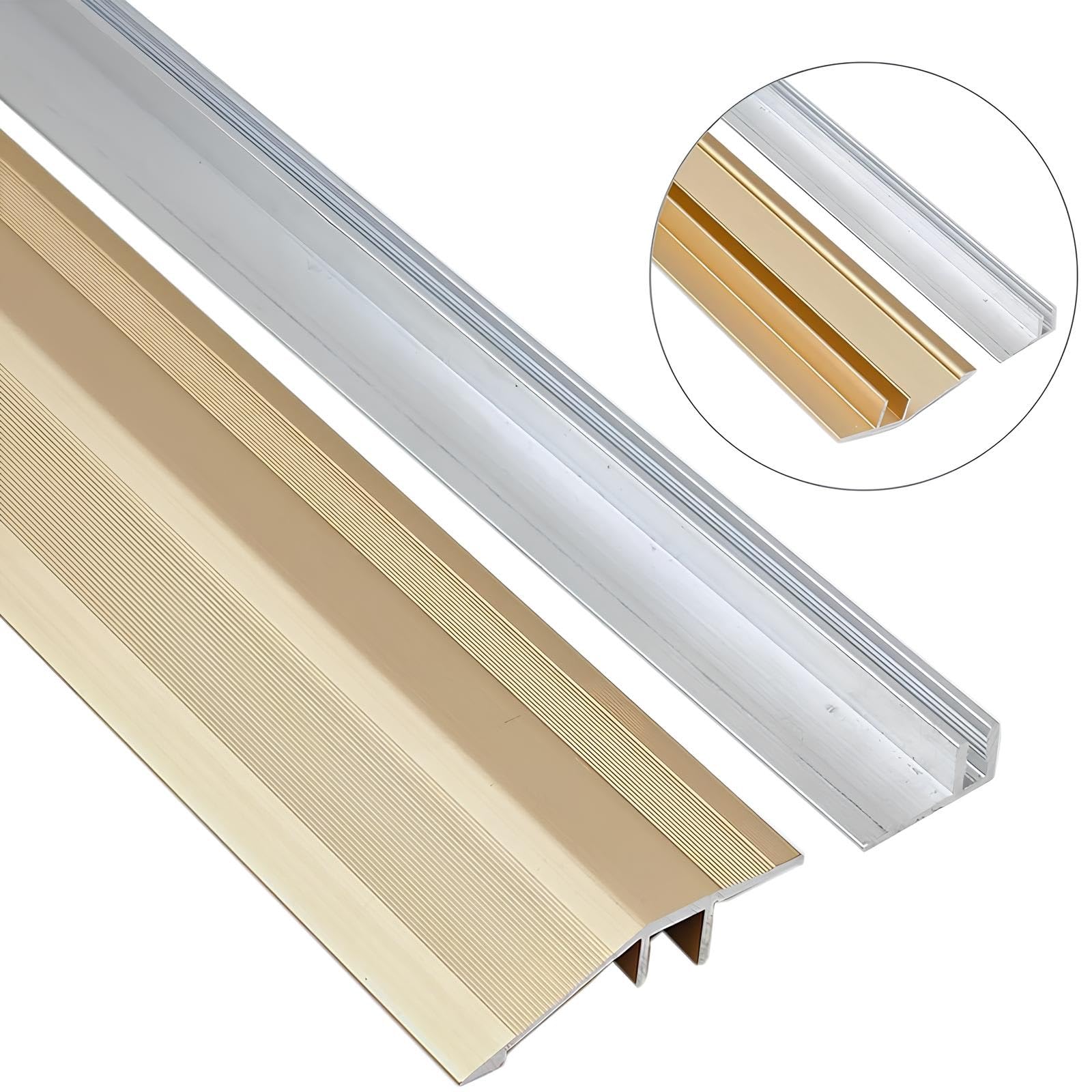 Perfil De Transición Para Suelos,Tiras De Transición De Suelo De Aluminio,Tira De Borde De Umbral Compensación De Altura 10-18 Mm(Gold,4.5x140cm)