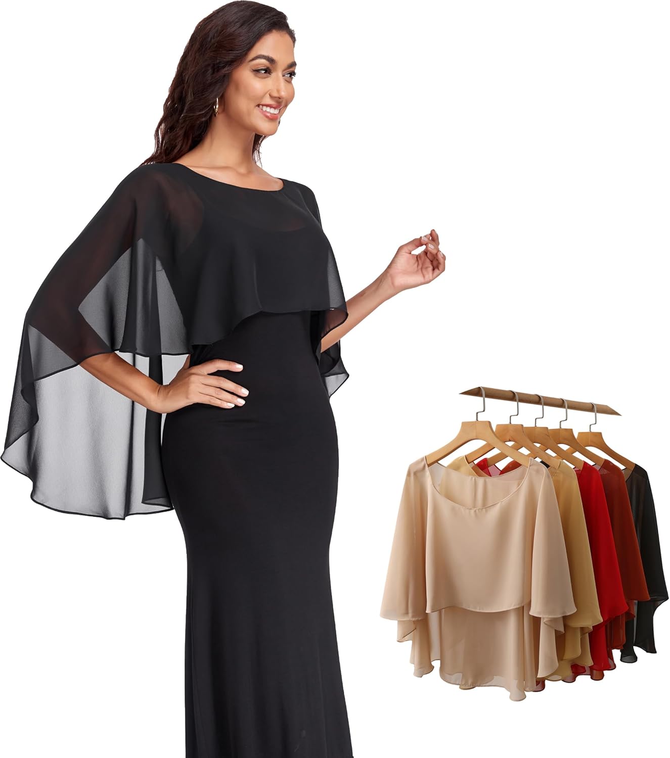 Sheer Shawls and Wraps for Evening Dresses Chiffon Capes for Women Soft Wedding Cover Up - Image 3