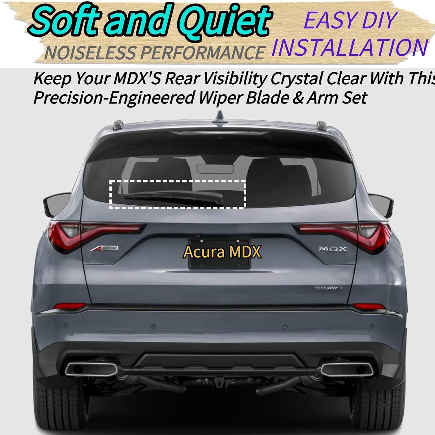 Rear Wiper Blade & Arm Replacement for Acura MDX 2022-2025 2023 2024 - OEM Fit for Base SH-AWD Type S Models - All-Season Rear Back Windshield Wiper Blade Set