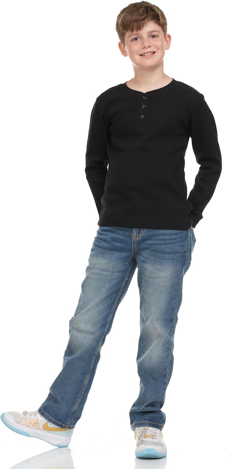 Boys' 2-Pack Thermal Henley Tops - Cozy, Breathable Long Sleeve Shirts for School and Play, Sizes 4-18 - Image 3