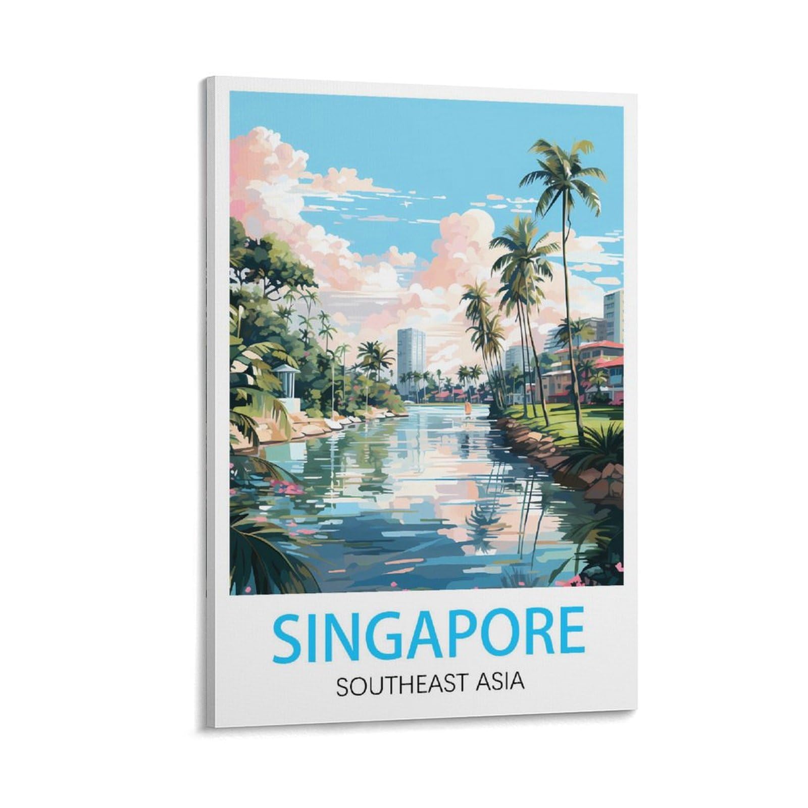Lnmnjesg Frame-Style Singapore Vintage Travel Poster 16X24inch(40X60cm) Canvas Painting Wall Art, Wall Decor Pictures Prints For Living Room Bedroom