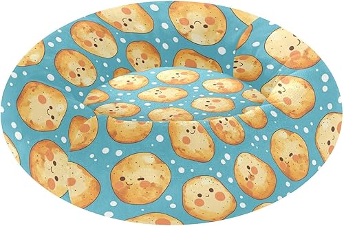 Wudan Pet Cat Beds Removable & Washable Fluffy Dog Cave Bed for Small Size Pets Supplies XS Cartoon Kawaii-Style Potato Blue