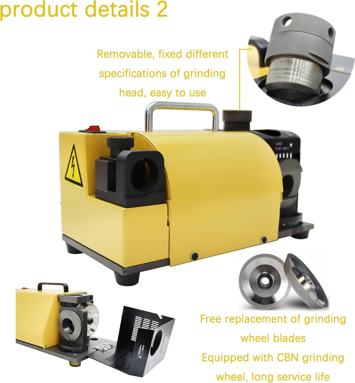 TECHTONGDA Drill Bit Sharpener Grinder Angle Grinding ф13-ф26mm with 14 pcs of Collects Drill Bits 250W